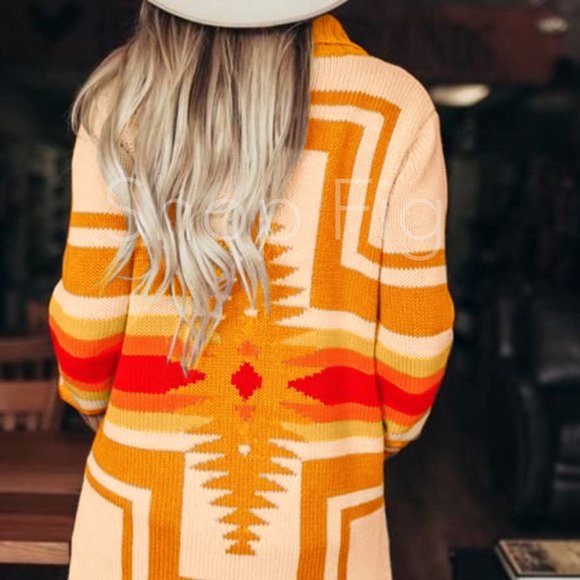 New Native Tribal Western Cardigan Sweater - Picture 2 of 9